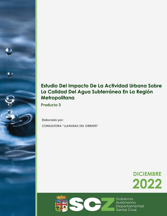 Carátula de ESTUDIO DEL IMPACTO DE LA ACTIVIDAD URBANA SOBRE LA CALIDAD DEL AGUA SUBTERRÁNEA EN LA REGIÓN METROPOLITANA DE SANTA CRUZ