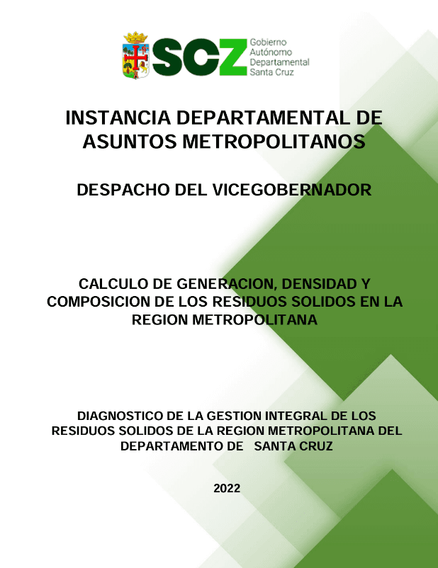 Carátula de CÁLCULO DE GENERACIÓN, DENSIDAD Y COMPOSICIÓN DE LOS RESIDUOS SÓLIDOS EN LA REGIÓN METROPOLITANA