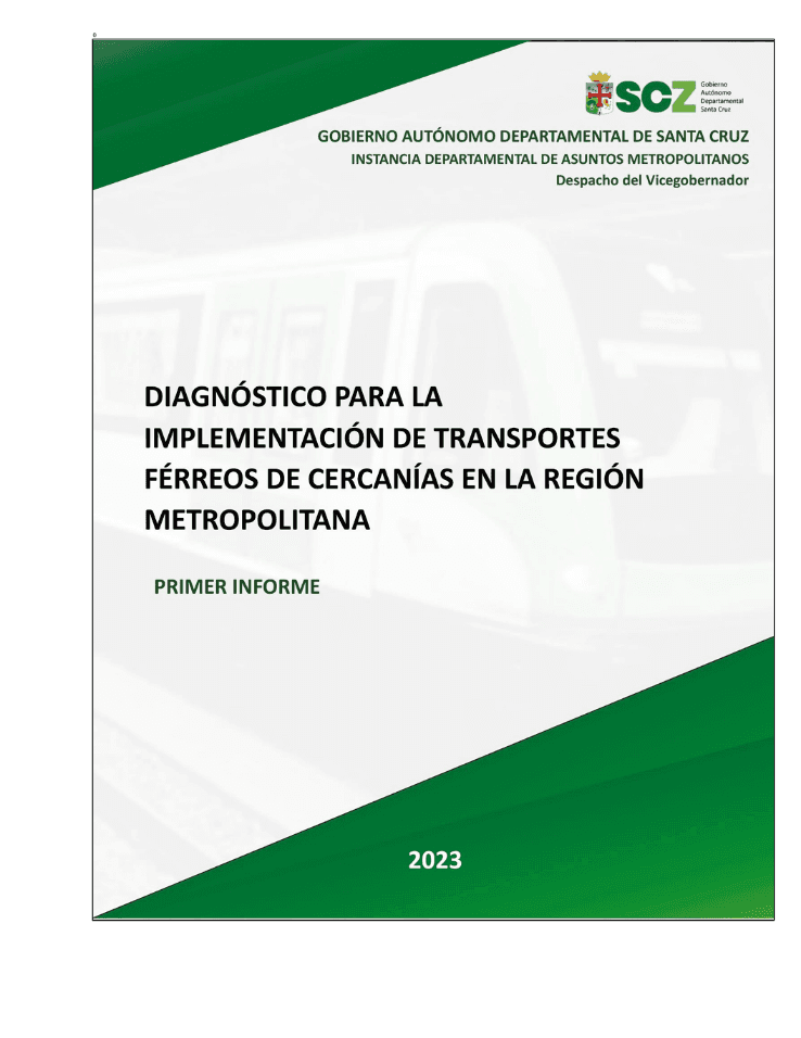 Carátula de DIAGNÓSTICO PARA LA IMPLEMENTACIÓN DE TRANSPORTES FÉRREOS DE CERCANÍAS EN LA REGIÓN METROPOLITANA