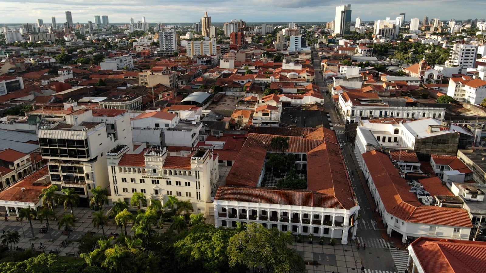 Vista aérea del centro histórico de Santa Cruz de la Sierra