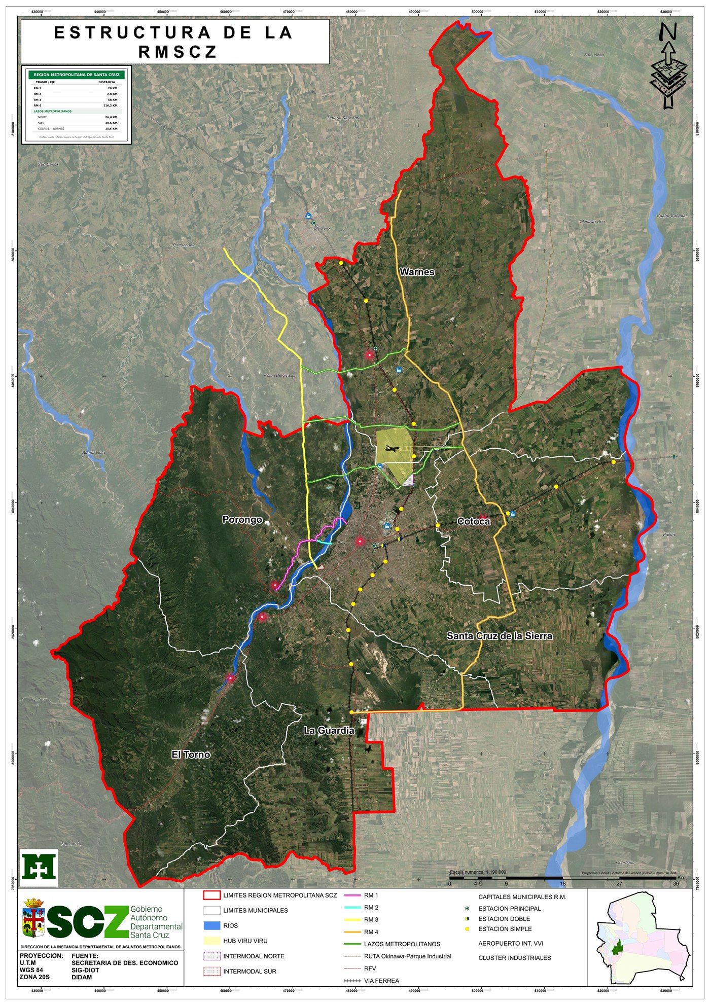Mapa de la estructura de la Región Metropolitana de Santa Cruz